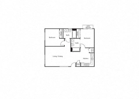 2 Bedroom 2 Bathroom B Floor Plan at Ruth Court Apartments, Seattle, Washington